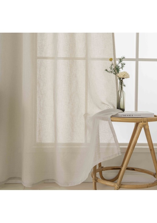 Beauty Home Κουρτίνα γάζα μονόχρωμη με 8 μεταλλικούς κρίκους Fit Art 8447 140x270 Μπεζ