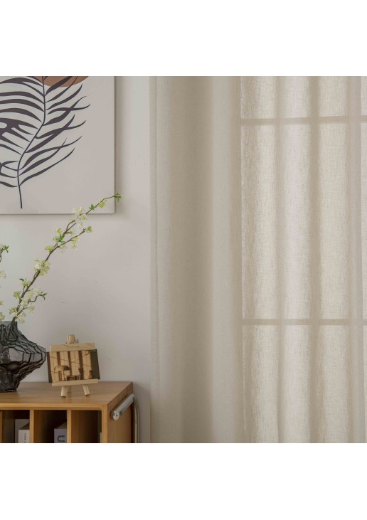 Beauty Home Κουρτίνα γάζα μονόχρωμη με 8 μεταλλικούς κρίκους Fit Art 8447 140x270 Μπεζ
