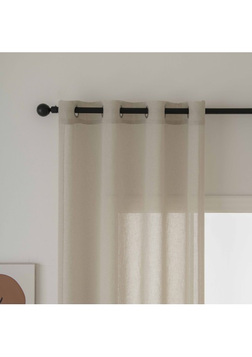 Beauty Home Κουρτίνα γάζα μονόχρωμη με 8 μεταλλικούς κρίκους Fit Art 8447 140x270 Μπεζ