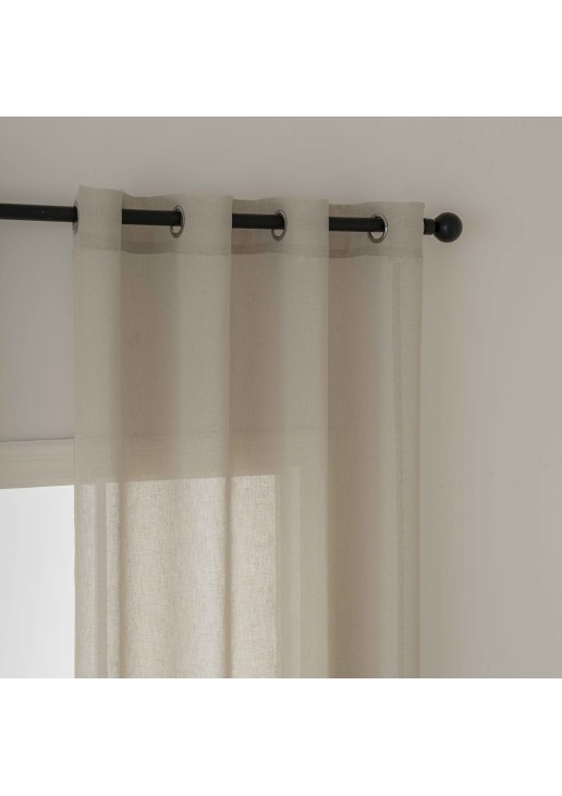Beauty Home Κουρτίνα γάζα μονόχρωμη με 8 μεταλλικούς κρίκους Fit Art 8447 140x270 Μπεζ