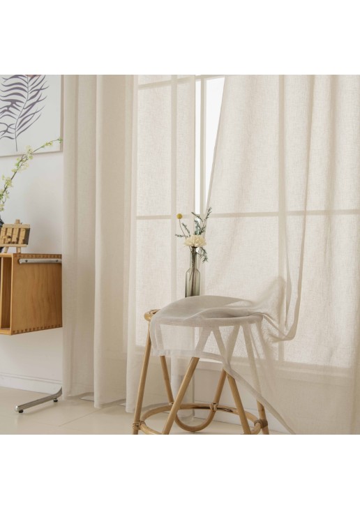 Beauty Home Κουρτίνα γάζα μονόχρωμη με 8 μεταλλικούς κρίκους Fit Art 8447 140x270 Μπεζ