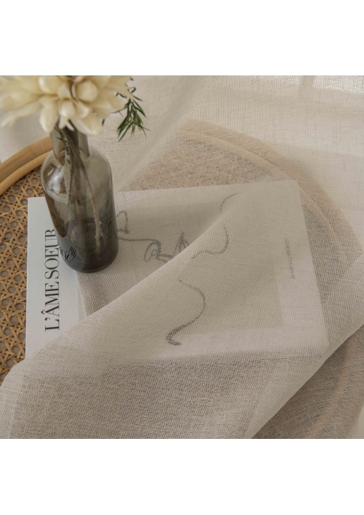 Beauty Home Κουρτίνα γάζα μονόχρωμη με 8 μεταλλικούς κρίκους Fit Art 8447 140x270 Μπεζ