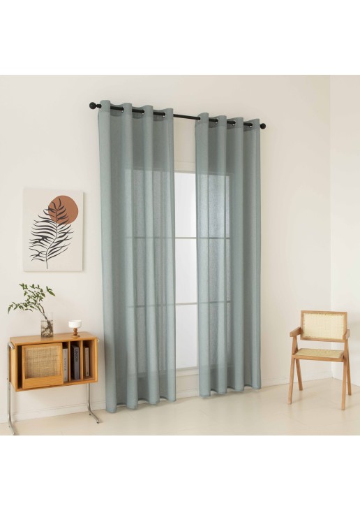 Beauty Home Κουρτίνα γάζα μονόχρωμη με 8 μεταλλικούς κρίκους Fit Art 8447 140x270 Βεραμάν