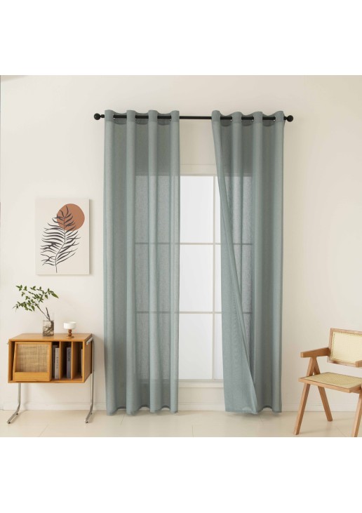 Beauty Home Κουρτίνα γάζα μονόχρωμη με 8 μεταλλικούς κρίκους Fit Art 8447 140x270 Βεραμάν