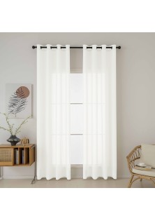 Beauty Home Κουρτίνα γάζα μονόχρωμη με 8 μεταλλικούς κρίκους Fit Art 8447 140x270 Εκρού