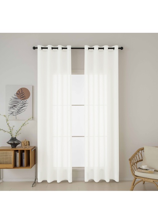 Beauty Home Κουρτίνα γάζα μονόχρωμη με 8 μεταλλικούς κρίκους Fit Art 8447 140x270 Εκρού