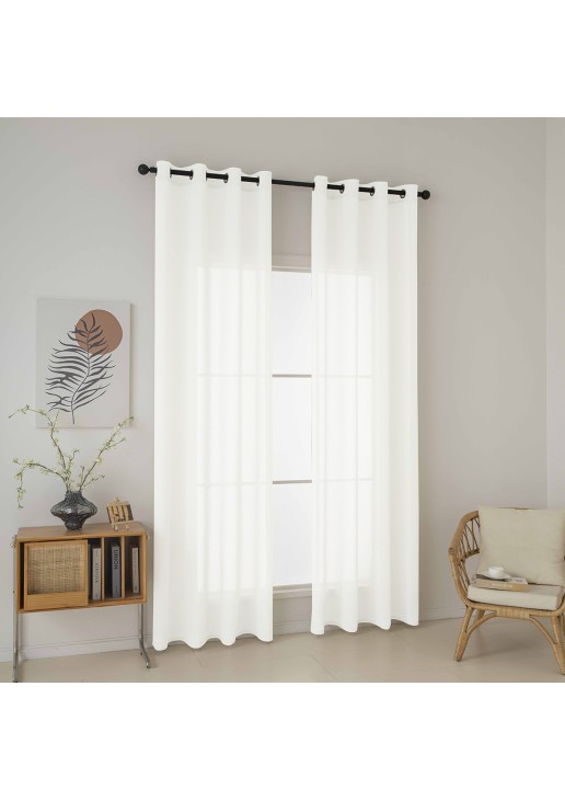 Beauty Home Κουρτίνα γάζα μονόχρωμη με 8 μεταλλικούς κρίκους Fit Art 8447 140x270 Εκρού