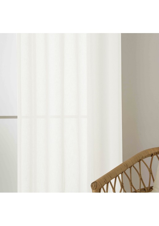 Beauty Home Κουρτίνα γάζα μονόχρωμη με 8 μεταλλικούς κρίκους Fit Art 8447 140x270 Εκρού