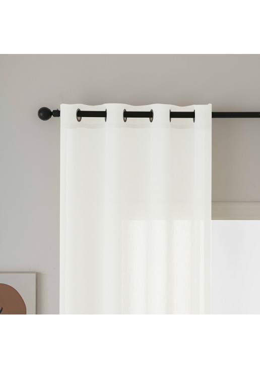 Beauty Home Κουρτίνα γάζα μονόχρωμη με 8 μεταλλικούς κρίκους Fit Art 8447 140x270 Εκρού