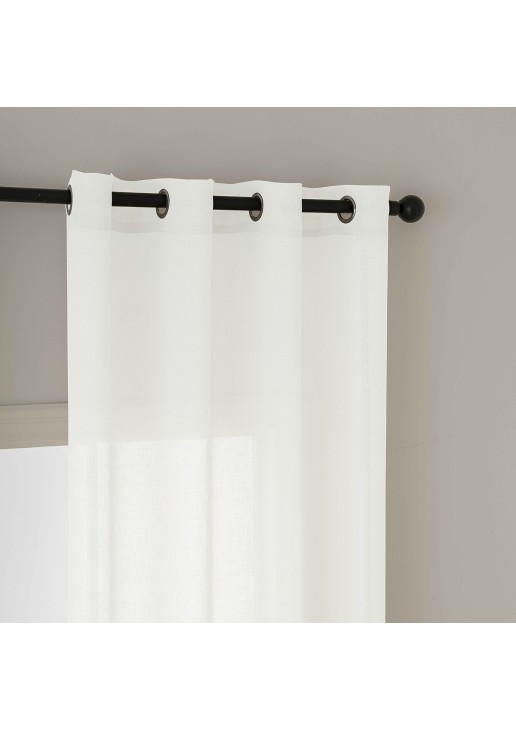 Beauty Home Κουρτίνα γάζα μονόχρωμη με 8 μεταλλικούς κρίκους Fit Art 8447 140x270 Εκρού