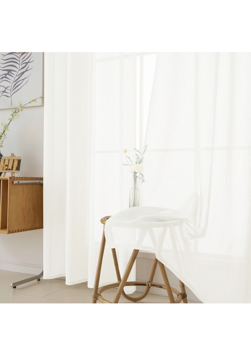 Beauty Home Κουρτίνα γάζα μονόχρωμη με 8 μεταλλικούς κρίκους Fit Art 8447 140x270 Εκρού