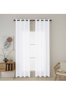Beauty Home Κουρτίνα γάζα μονόχρωμη με 8 μεταλλικούς κρίκους Fit Art 8447 140x270 Λευκό
