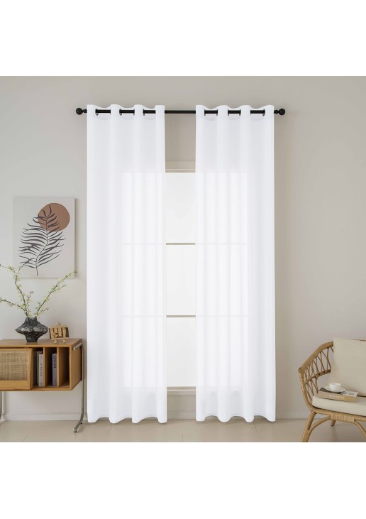 Beauty Home Κουρτίνα γάζα μονόχρωμη με 8 μεταλλικούς κρίκους Fit Art 8447 140x270 Λευκό