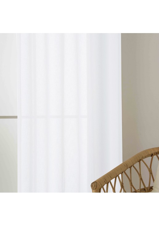 Beauty Home Κουρτίνα γάζα μονόχρωμη με 8 μεταλλικούς κρίκους Fit Art 8447 140x270 Λευκό