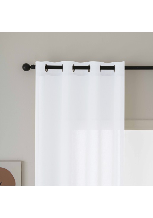 Beauty Home Κουρτίνα γάζα μονόχρωμη με 8 μεταλλικούς κρίκους Fit Art 8447 140x270 Λευκό