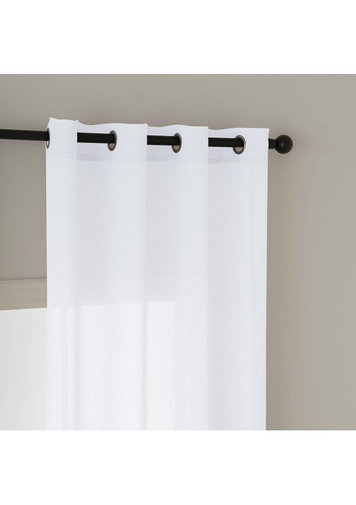 Beauty Home Κουρτίνα γάζα μονόχρωμη με 8 μεταλλικούς κρίκους Fit Art 8447 140x270 Λευκό