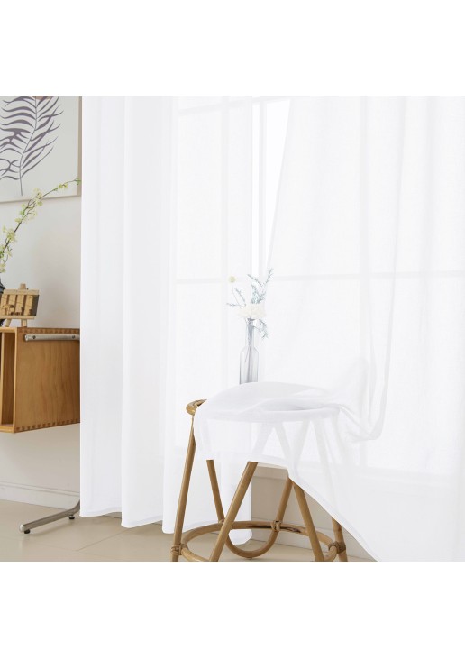 Beauty Home Κουρτίνα γάζα μονόχρωμη με 8 μεταλλικούς κρίκους Fit Art 8447 140x270 Λευκό