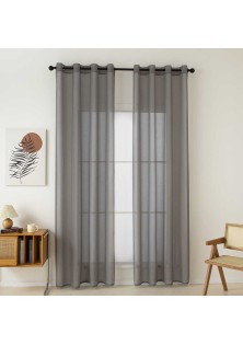 Beauty Home Κουρτίνα γάζα μονόχρωμη με 8 μεταλλικούς κρίκους Sharp Art 8448 140x270 Μπεζ