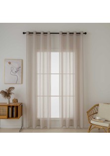Beauty Home Κουρτίνα γάζα μονόχρωμη με 8 μεταλλικούς κρίκους Sharp Art 8448 140x270 Άμμου