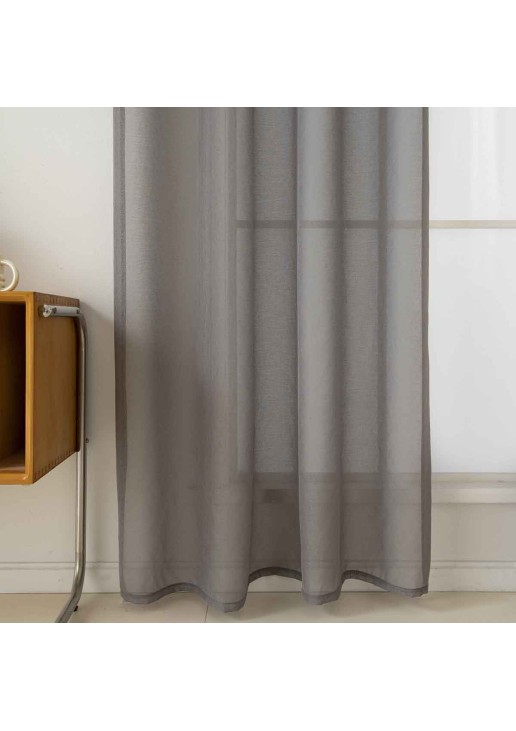 Beauty Home Κουρτίνα γάζα μονόχρωμη με 8 μεταλλικούς κρίκους Sharp Art 8448 140x270 Μπεζ