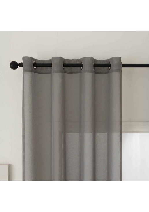 Beauty Home Κουρτίνα γάζα μονόχρωμη με 8 μεταλλικούς κρίκους Sharp Art 8448 140x270 Μπεζ