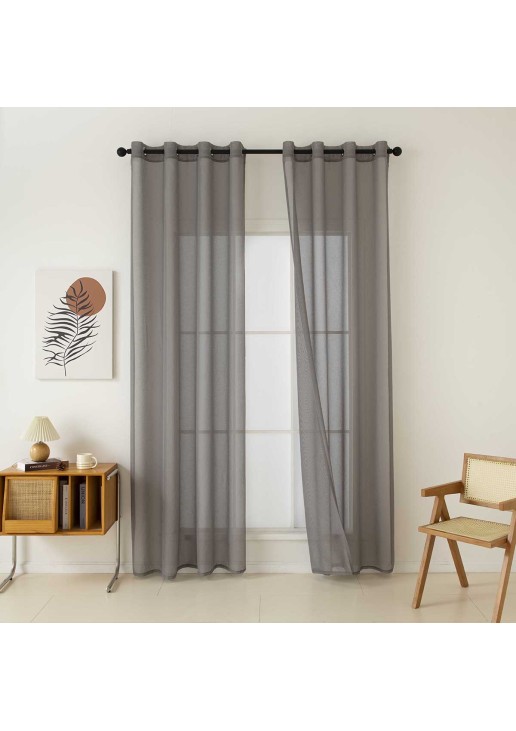 Beauty Home Κουρτίνα γάζα μονόχρωμη με 8 μεταλλικούς κρίκους Sharp Art 8448 140x270 Μπεζ