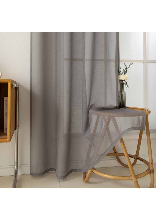 Beauty Home Κουρτίνα γάζα μονόχρωμη με 8 μεταλλικούς κρίκους Sharp Art 8448 140x270 Μπεζ