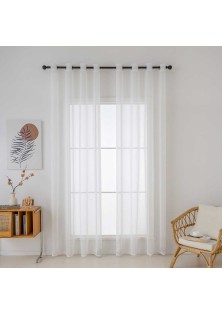 Beauty Home Κουρτίνα γάζα μονόχρωμη με 8 μεταλλικούς κρίκους Sharp Art 8448 140x270 Εκρού