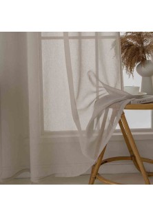 Beauty Home Κουρτίνα γάζα μονόχρωμη με 8 μεταλλικούς κρίκους Sharp Art 8448 140x270 Άμμου