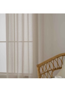 Beauty Home Κουρτίνα γάζα μονόχρωμη με 8 μεταλλικούς κρίκους Sharp Art 8448 140x270 Άμμου