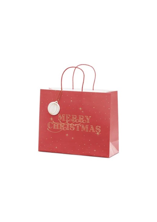 Beauty Home ΧΑΡΤΙΝΗ ΤΣΑΝΤΑ MERRY CHRISTMAS ΚΟΚΚΙΝΗ 32.5×26.5×11.5cm