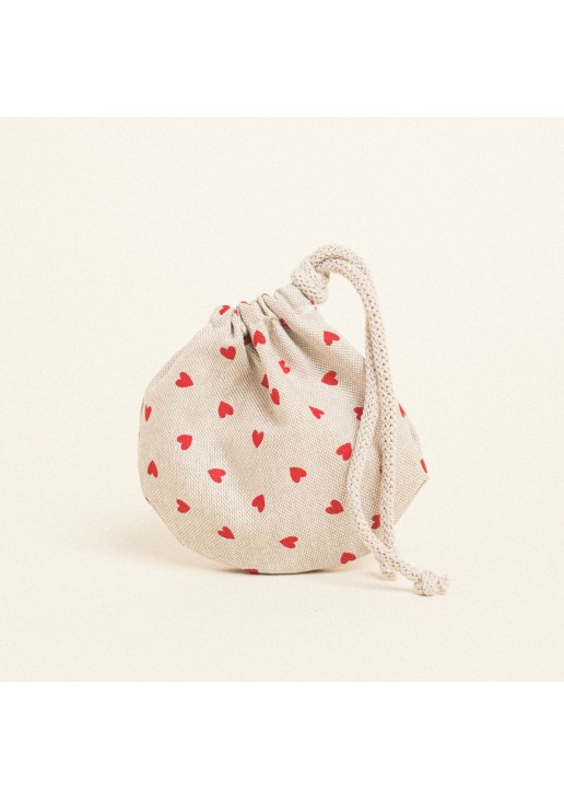 Beauty Home ΠΟΥΓΚΙ ΟΒΑΛ ΜΕ ΚΟΡΔΟΝΙ 13 x 14 cm ΜΙΚΡΕΣ ΚΟΚΚΙΝΕΣ ΚΑΡΔΙΕΣ