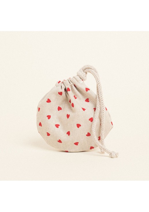 Beauty Home ΠΟΥΓΚΙ ΟΒΑΛ ΜΕ ΚΟΡΔΟΝΙ 13 x 14 cm ΜΙΚΡΕΣ ΚΟΚΚΙΝΕΣ ΚΑΡΔΙΕΣ