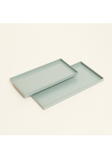 Beauty Home Μεταλλικοί Δίσκοι ΣΕΤ 2 ΤΜΧ 28 x 14 cm , 24 x 12 cm SAGE GREEN