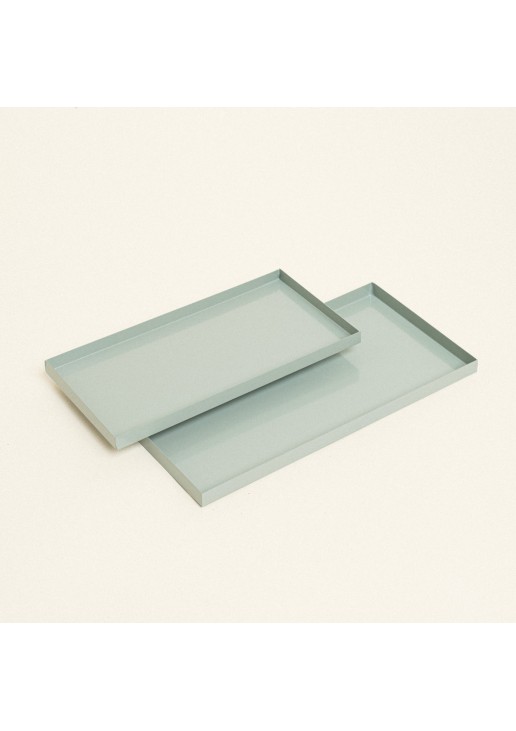 Beauty Home Μεταλλικοί Δίσκοι ΣΕΤ 2 ΤΜΧ 28 x 14 cm , 24 x 12 cm SAGE GREEN