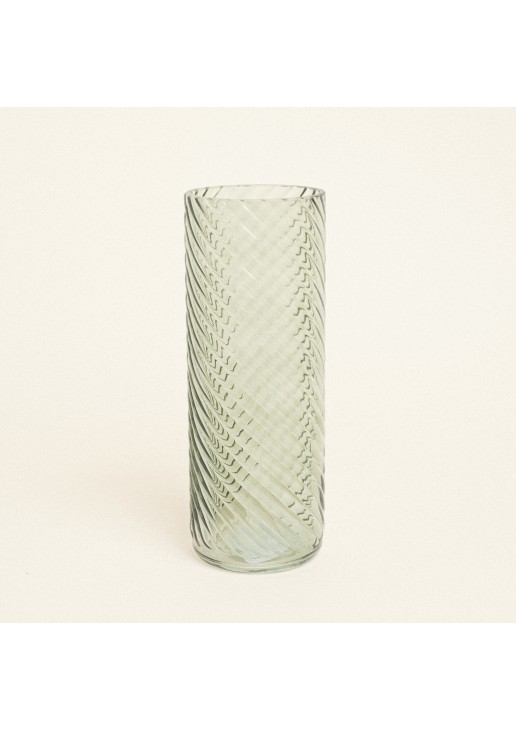 Beauty Home Γυάλινο Βάζο με Εφέ Στροβιλισμού 10cm x 26.5cm Πράσινο