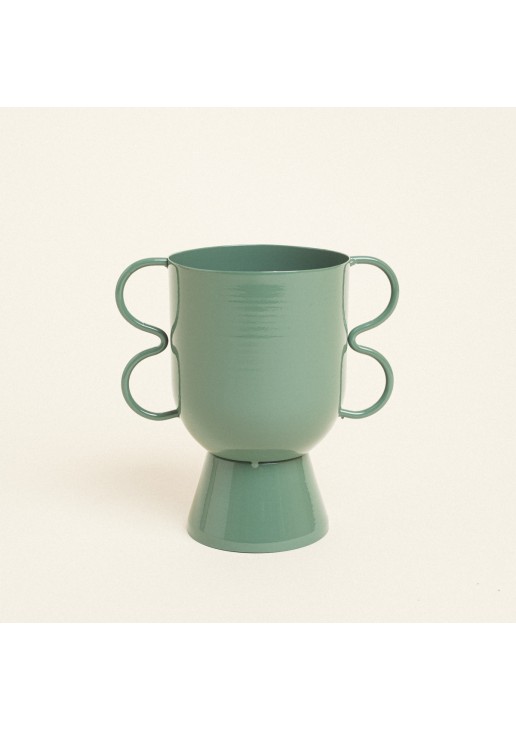 Beauty Home Βάζο Μεταλλικό 15 cm x 10 cm x 16 cm ΠΡΑΣΙΝΟ ΕΥΚΑΛΥΠΤΟΥ