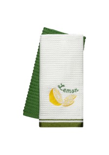 Beauty Home Ποτηρόπανα σετ 2τμχ Lemon Art 8806 40x60 Πράσινο