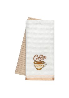Beauty Home Ποτηρόπανα σετ 2τμχ Coffe Art 8810 40x60 Μπεζ