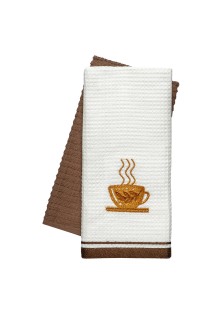 Beauty Home Ποτηρόπανα σετ 2τμχ Chocolate Art 8818 40x60 Καφέ