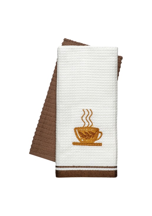 Beauty Home Ποτηρόπανα σετ 2τμχ Chocolate Art 8818 40x60 Καφέ