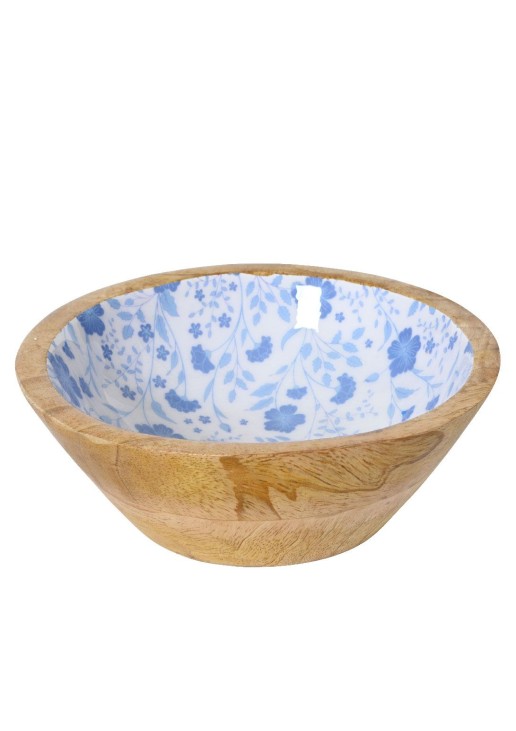 Beauty Home Μπώλ απο Ξυλο Μάνγκο με Λουλούδια 25cm x 10cm