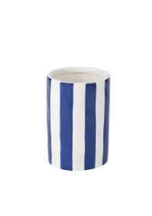 Beauty Home Κεραμικό Βάζο Iona Ριγέ Μπλε-Λευκό 9,5 x 13,5 CM