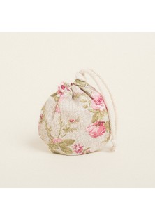 Beauty Home ΠΟΥΓΚΙ ΟΒΑΛ ΜΕ ΚΟΡΔΟΝΙ 13 x 14 cm ΦΛΟΡΑΛ VINTAGE ΜΠΕΖ ΦΟΝΤΟ