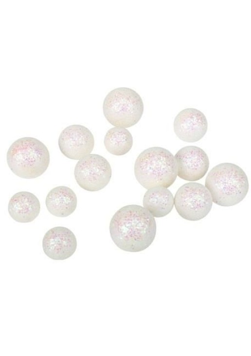 Beauty Home 15 ΜΙΚΡΕΣ ΜΠΑΛΕΣ ΦΕΛΙΖΟΛ ΜΕ ΓΚΛΙΤΕΡ ΛΕΥΚΕΣ 1.5/2.5/3.5CM