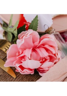 Beauty Home Διακοσμητικό κλαδί παιώνιας ροζ και πράσινο 56x10cm