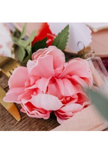 Beauty Home Διακοσμητικό κλαδί παιώνιας ροζ και πράσινο 56x10cm