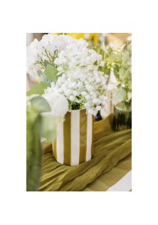 Beauty Home Κεραμικό Βάζο Iona Ριγέ Λαδί – Λευκό 9,5 x 13,5 CM