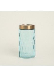 Beauty Home ΒΑΖΟ ΓΥΑΛΙΝΟ ΓΑΛΑΖΙΟ ΜΕ ΧΡΥΣΟ, 10X11X22CM