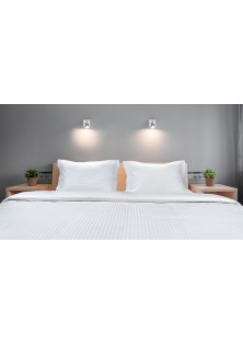 Beauty Home Παπλωματοθήκη ξενοδοχείου μονή Ribbon Art Ε1236 230TC Satin Stripe Percal Pennie 70%Cot-30%Pol 170x245 Λευκό